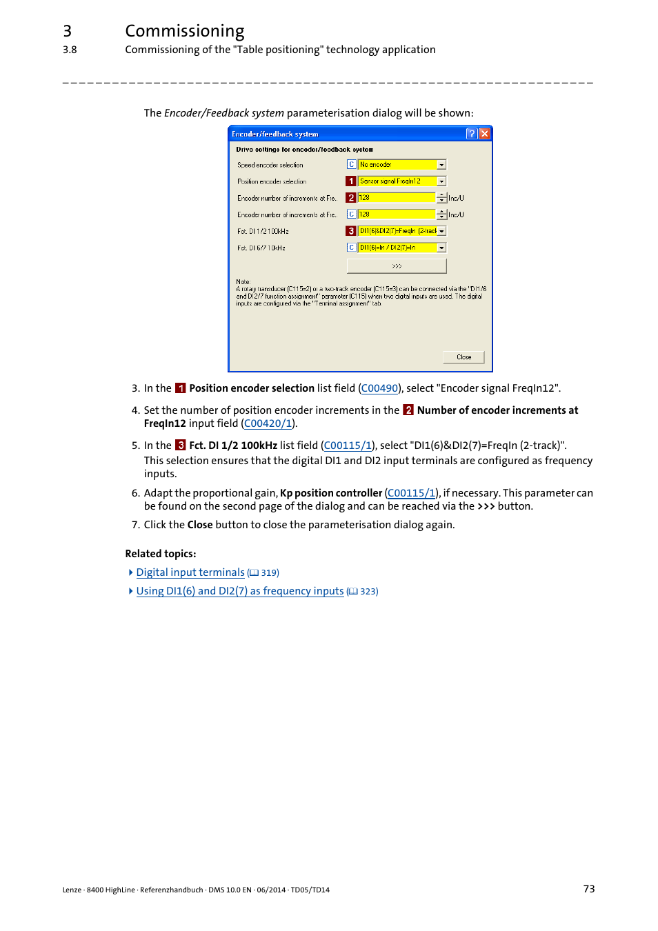 3commissioning | Lenze 8400 HighLine User Manual | Page 73 / 1576