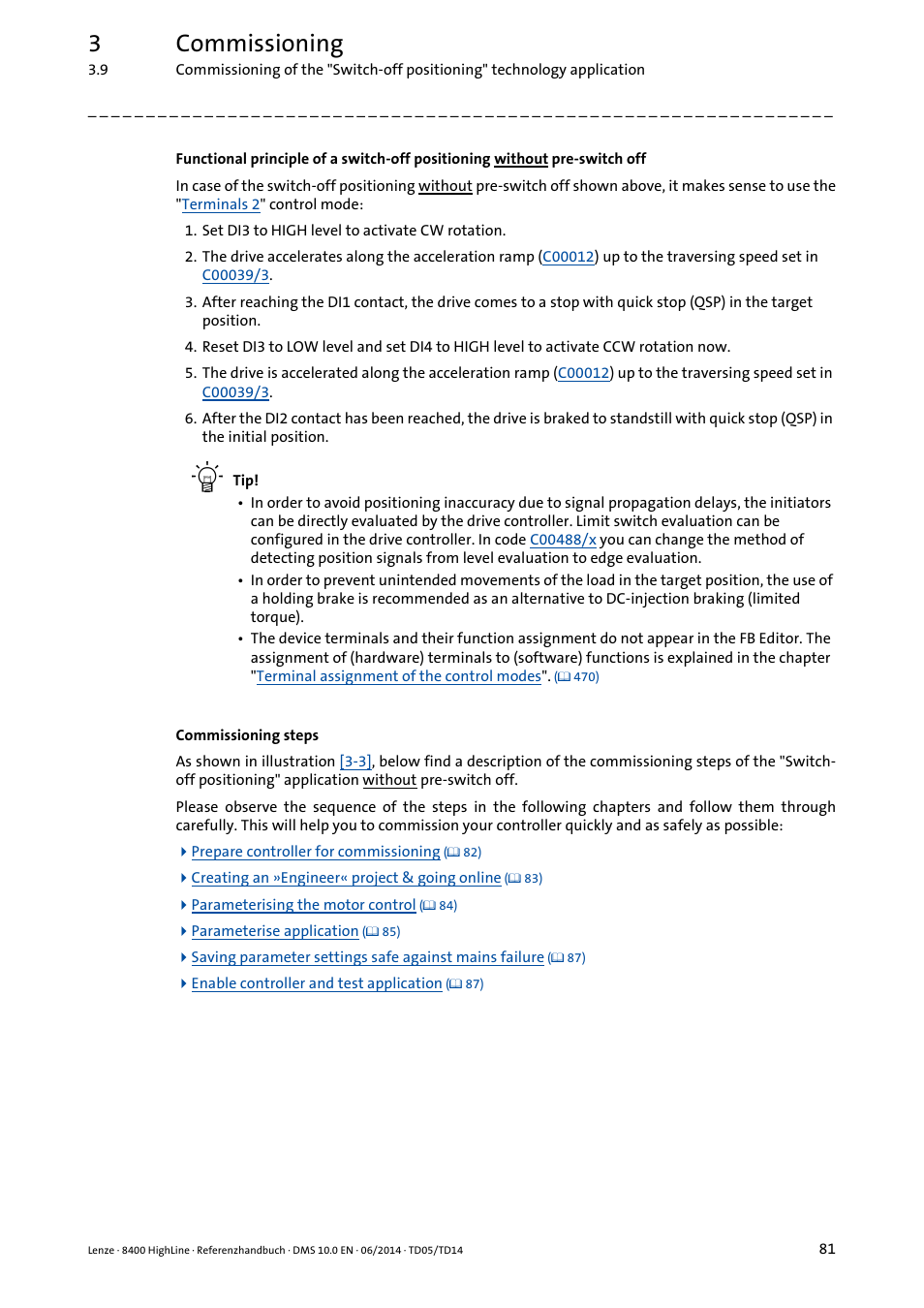 3commissioning | Lenze 8400 HighLine User Manual | Page 81 / 1576