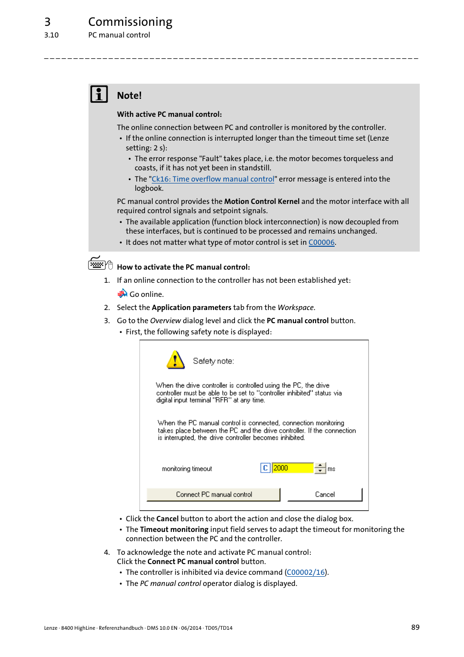 3commissioning | Lenze 8400 HighLine User Manual | Page 89 / 1576