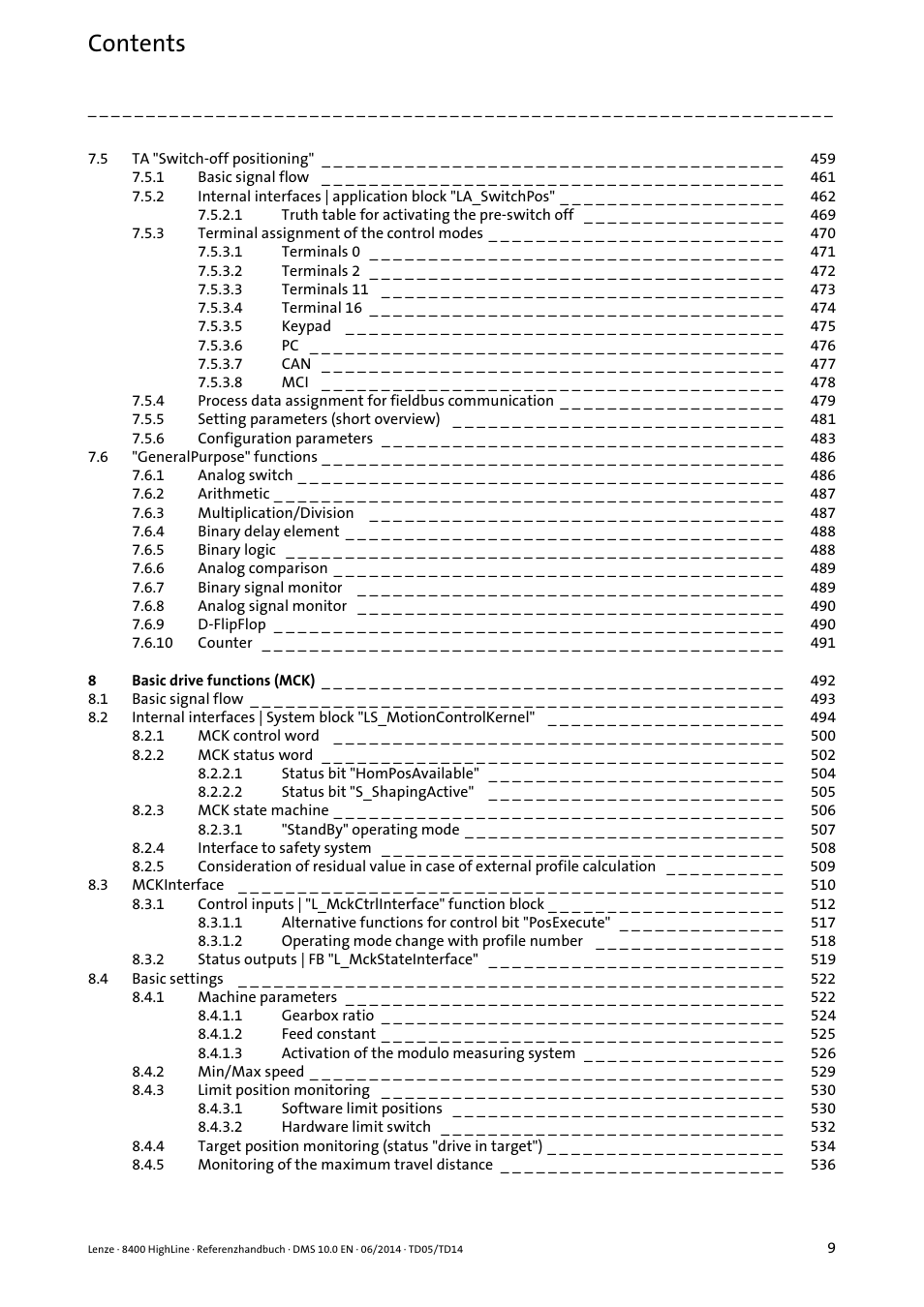 Lenze 8400 HighLine User Manual | Page 9 / 1576