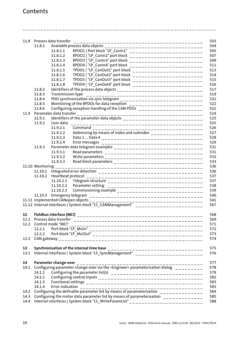 Lenze 8400 StateLine User Manual | Page 10 / 1030