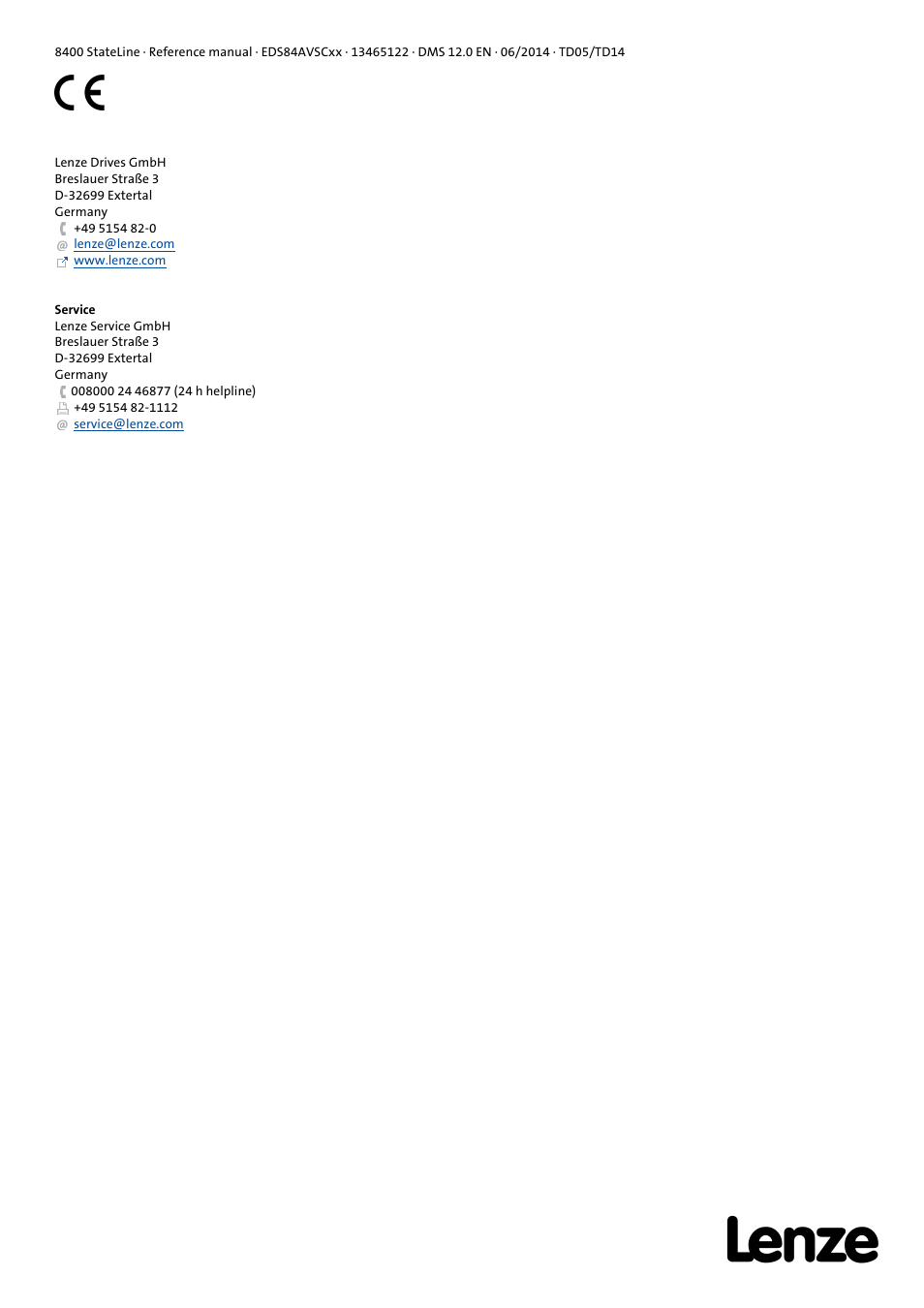 Lenze 8400 StateLine User Manual | Page 1030 / 1030