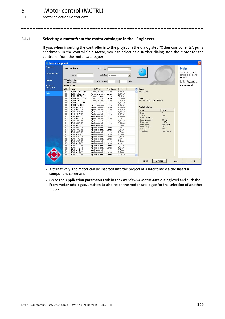 Motor, 5motor control (mctrl) | Lenze 8400 StateLine User Manual | Page 109 / 1030