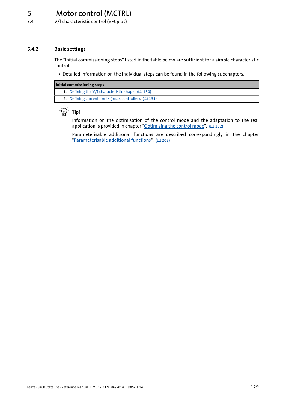 2 basic settings, Basic settings, 5motor control (mctrl) | Lenze 8400 StateLine User Manual | Page 129 / 1030