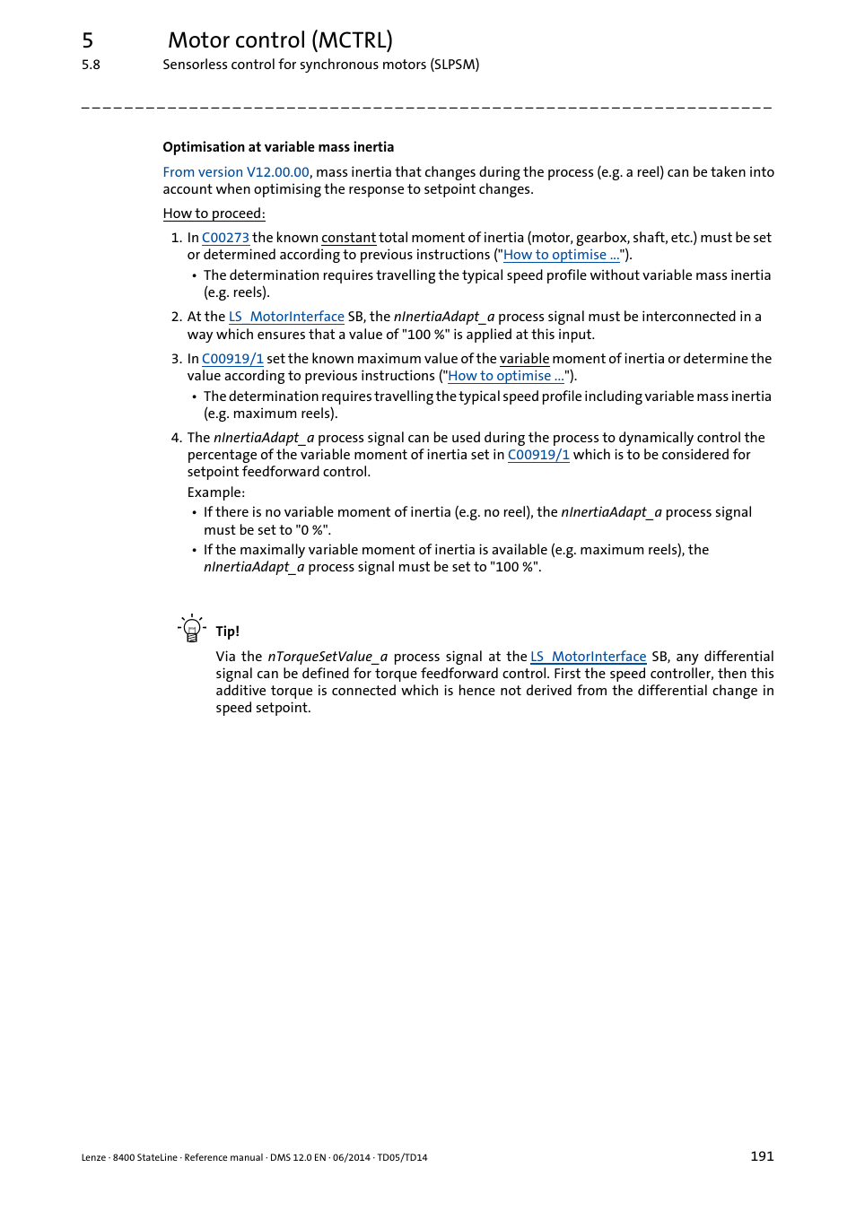 5motor control (mctrl) | Lenze 8400 StateLine User Manual | Page 191 / 1030