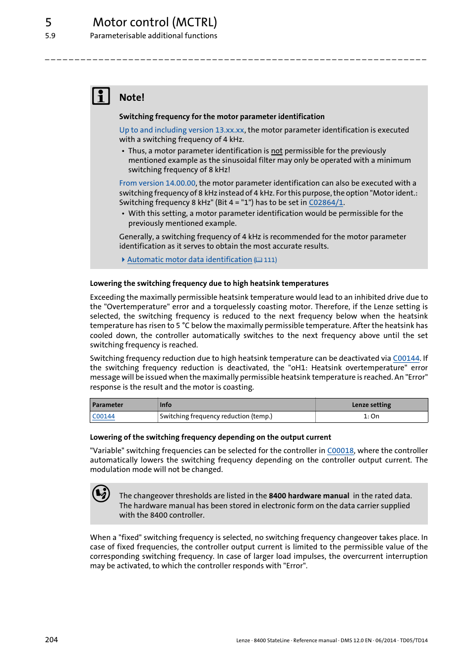 5motor control (mctrl) | Lenze 8400 StateLine User Manual | Page 204 / 1030