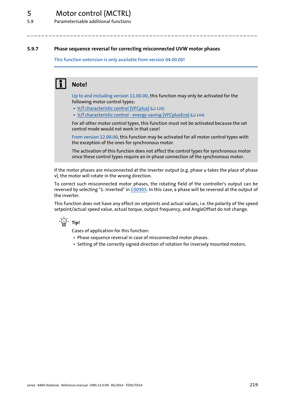 5motor control (mctrl) | Lenze 8400 StateLine User Manual | Page 219 / 1030