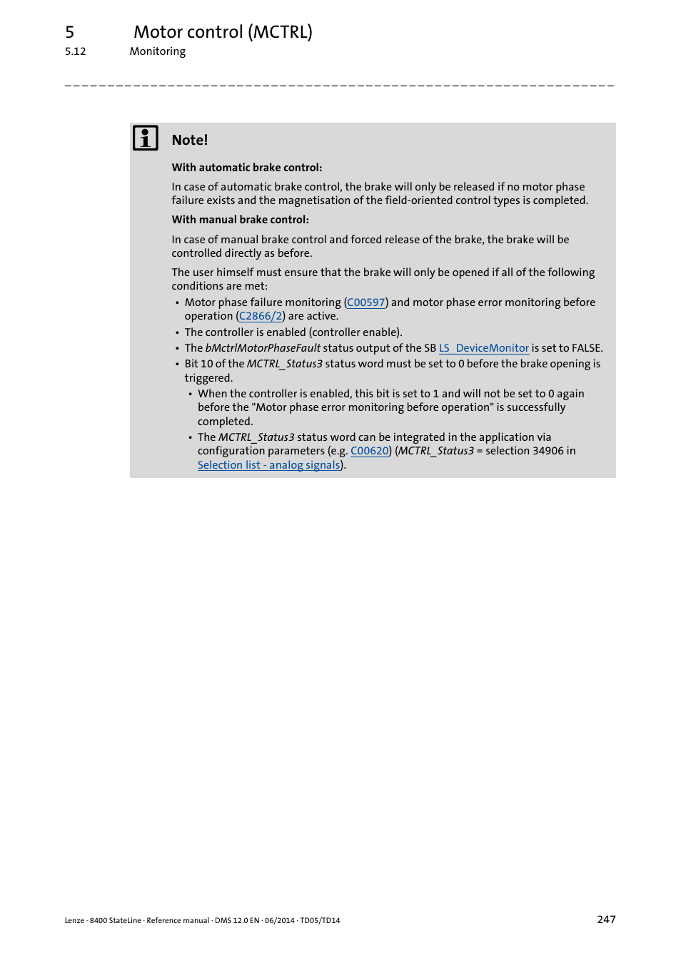 5motor control (mctrl) | Lenze 8400 StateLine User Manual | Page 247 / 1030