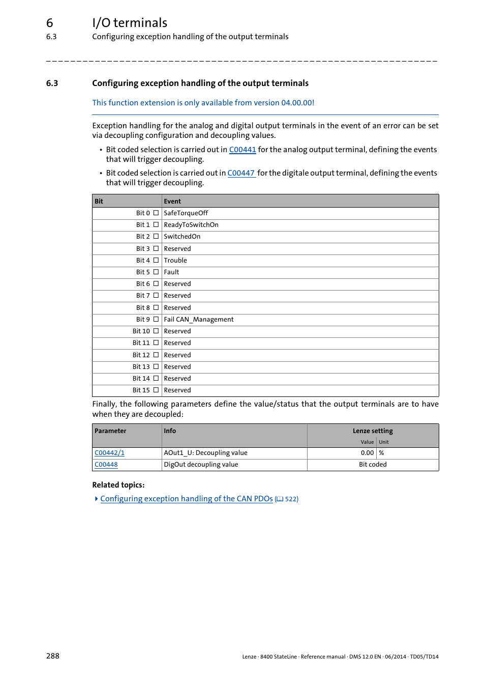 6i/o terminals | Lenze 8400 StateLine User Manual | Page 288 / 1030