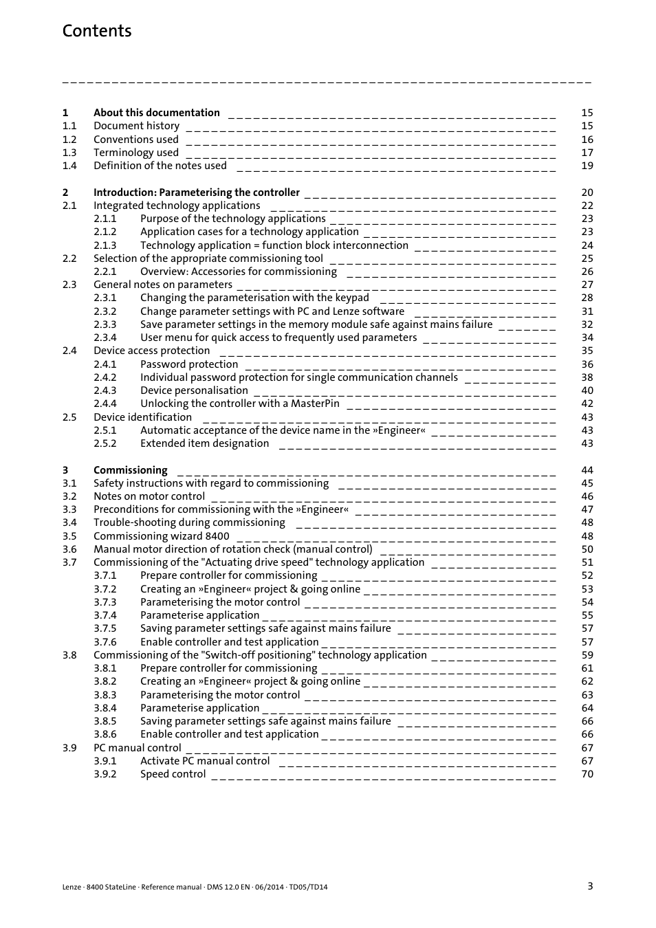 Lenze 8400 StateLine User Manual | Page 3 / 1030