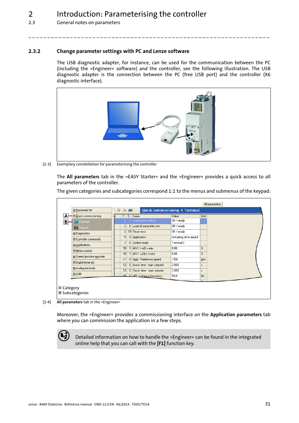 2introduction: parameterising the controller | Lenze 8400 StateLine User Manual | Page 31 / 1030