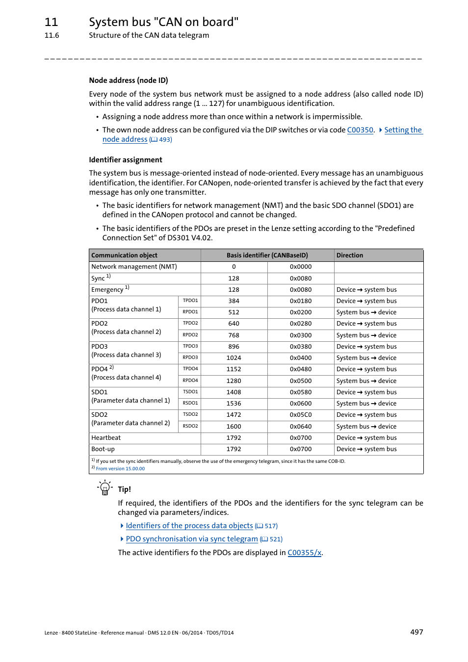 11 system bus "can on board | Lenze 8400 StateLine User Manual | Page 497 / 1030