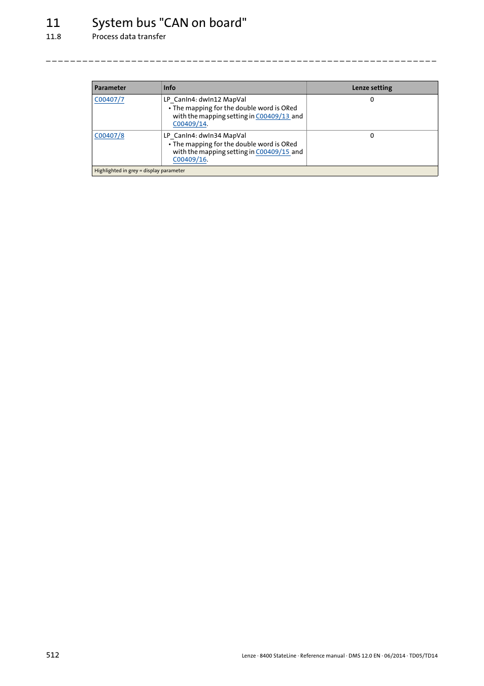 11 system bus "can on board | Lenze 8400 StateLine User Manual | Page 512 / 1030