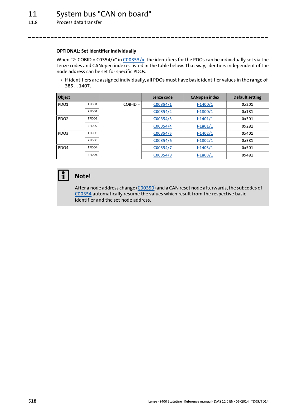 11 system bus "can on board | Lenze 8400 StateLine User Manual | Page 518 / 1030