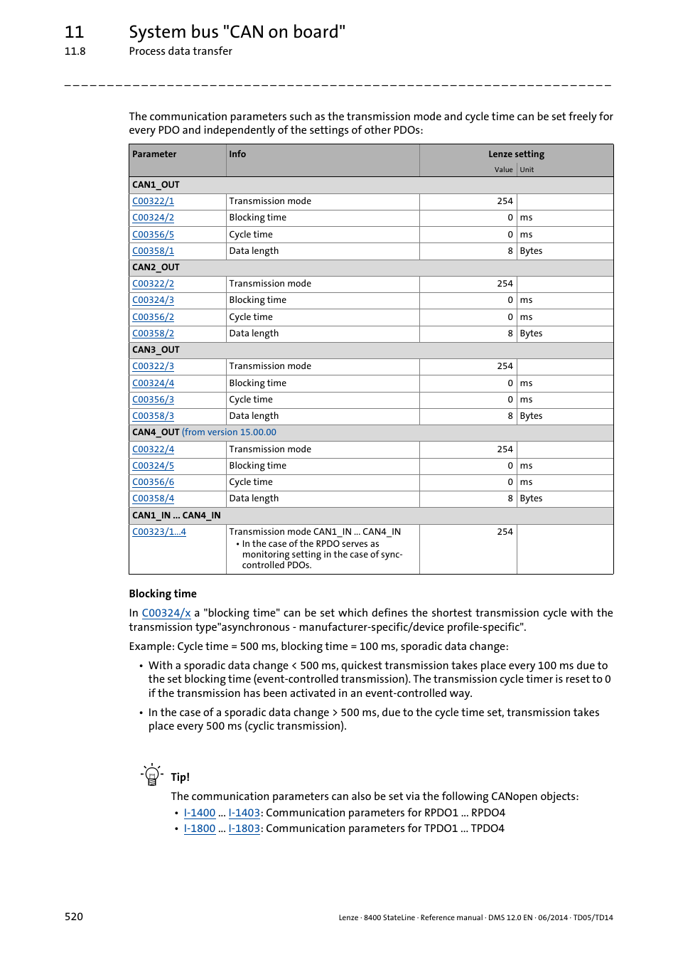 11 system bus "can on board | Lenze 8400 StateLine User Manual | Page 520 / 1030