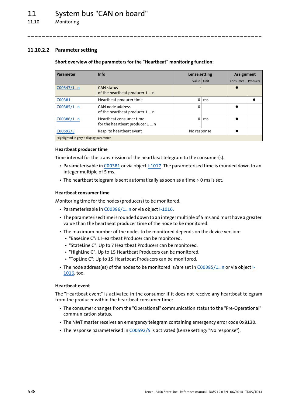 2 parameter setting, Parameter setting, 11 system bus "can on board | Lenze 8400 StateLine User Manual | Page 538 / 1030