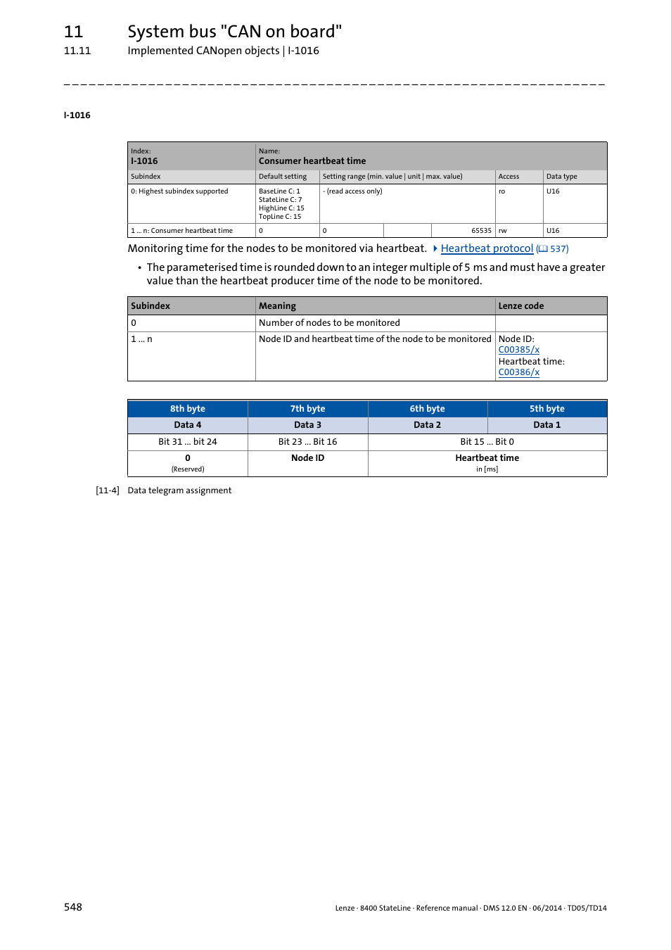 I-1016, Or via object, 11 system bus "can on board | Lenze 8400 StateLine User Manual | Page 548 / 1030