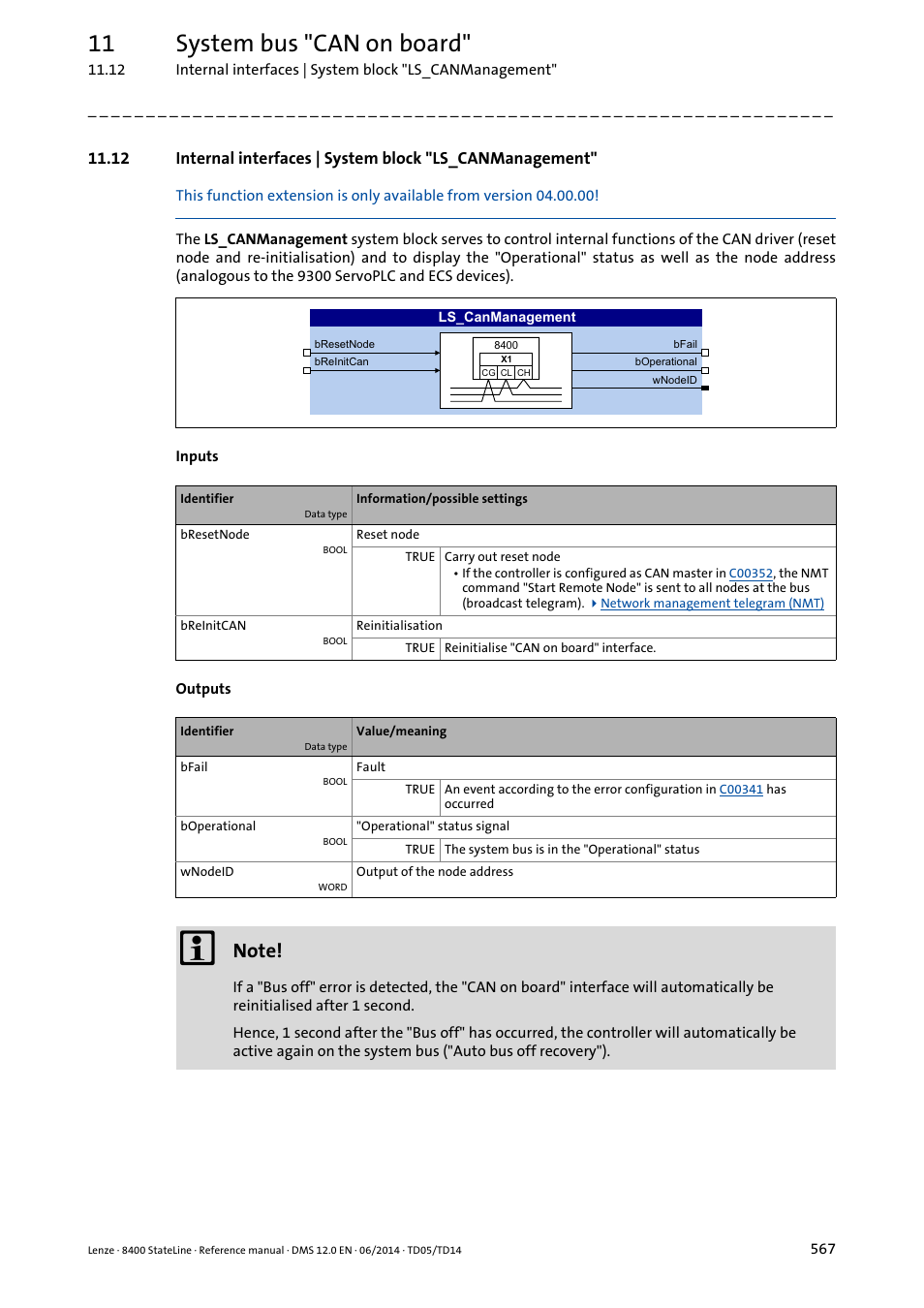 11 system bus "can on board | Lenze 8400 StateLine User Manual | Page 567 / 1030