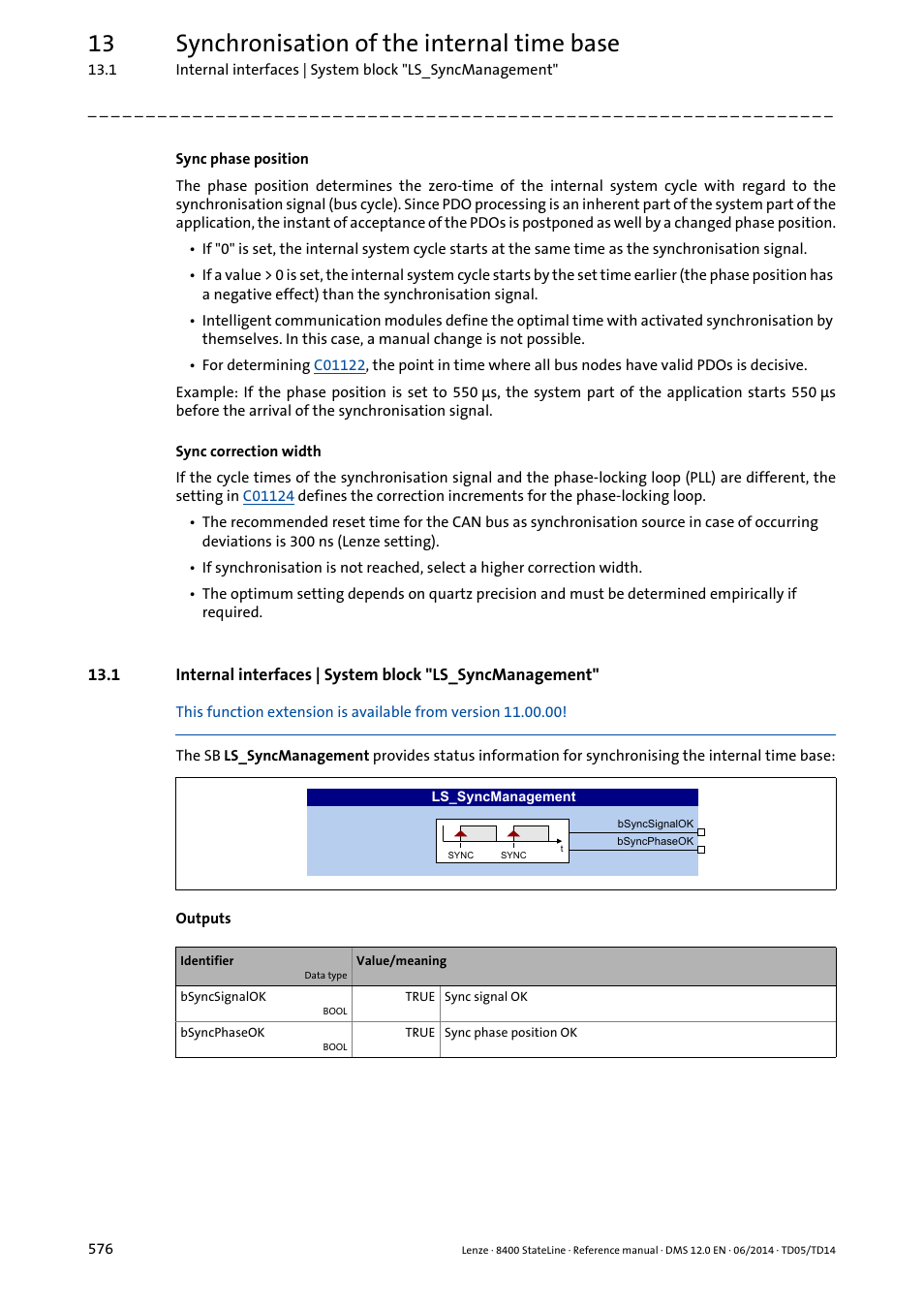 13 synchronisation of the internal time base | Lenze 8400 StateLine User Manual | Page 576 / 1030