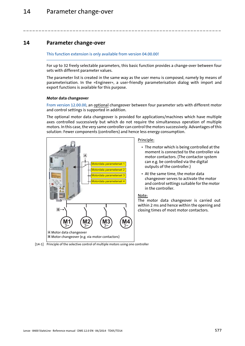 14 parameter change-over, Parameter change-over | Lenze 8400 StateLine User Manual | Page 577 / 1030