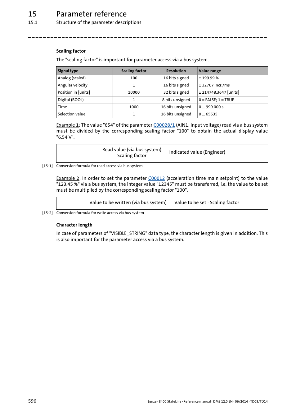 15 parameter reference | Lenze 8400 StateLine User Manual | Page 596 / 1030