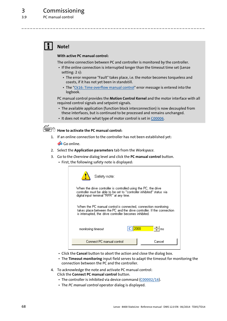 3commissioning | Lenze 8400 StateLine User Manual | Page 68 / 1030