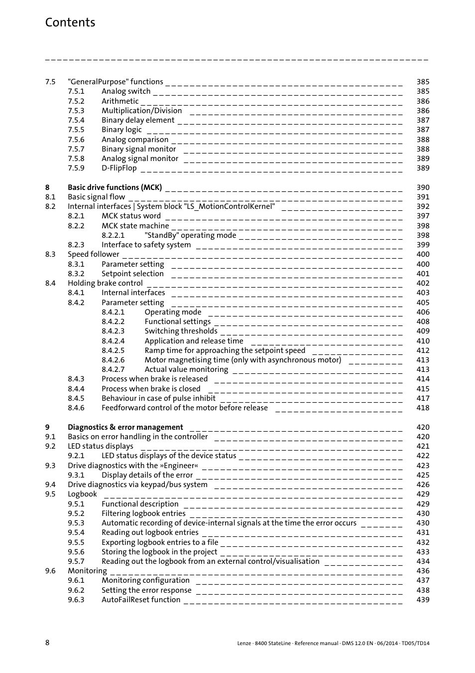 Lenze 8400 StateLine User Manual | Page 8 / 1030