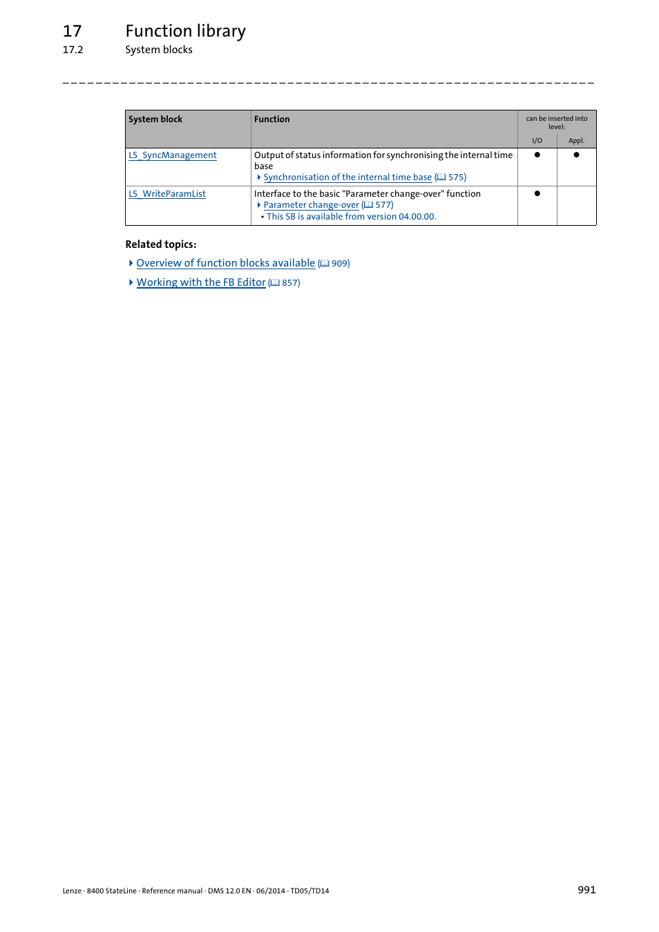 17 function library | Lenze 8400 StateLine User Manual | Page 991 / 1030