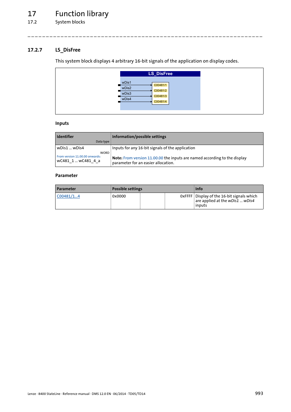 7 ls_disfree, Ls_disfree, 17 function library | Lenze 8400 StateLine User Manual | Page 993 / 1030