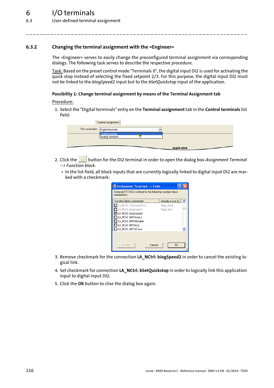 6i/o terminals | Lenze 8400 BaseLine C User Manual | Page 116 / 342