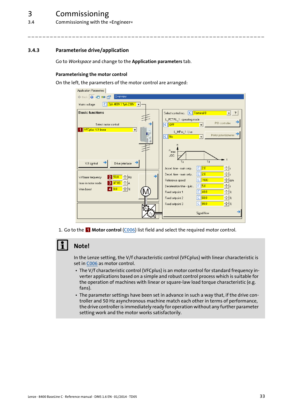 3 parameterise drive/application, Parameterise drive/application, 3commissioning | Lenze 8400 BaseLine C User Manual | Page 33 / 342