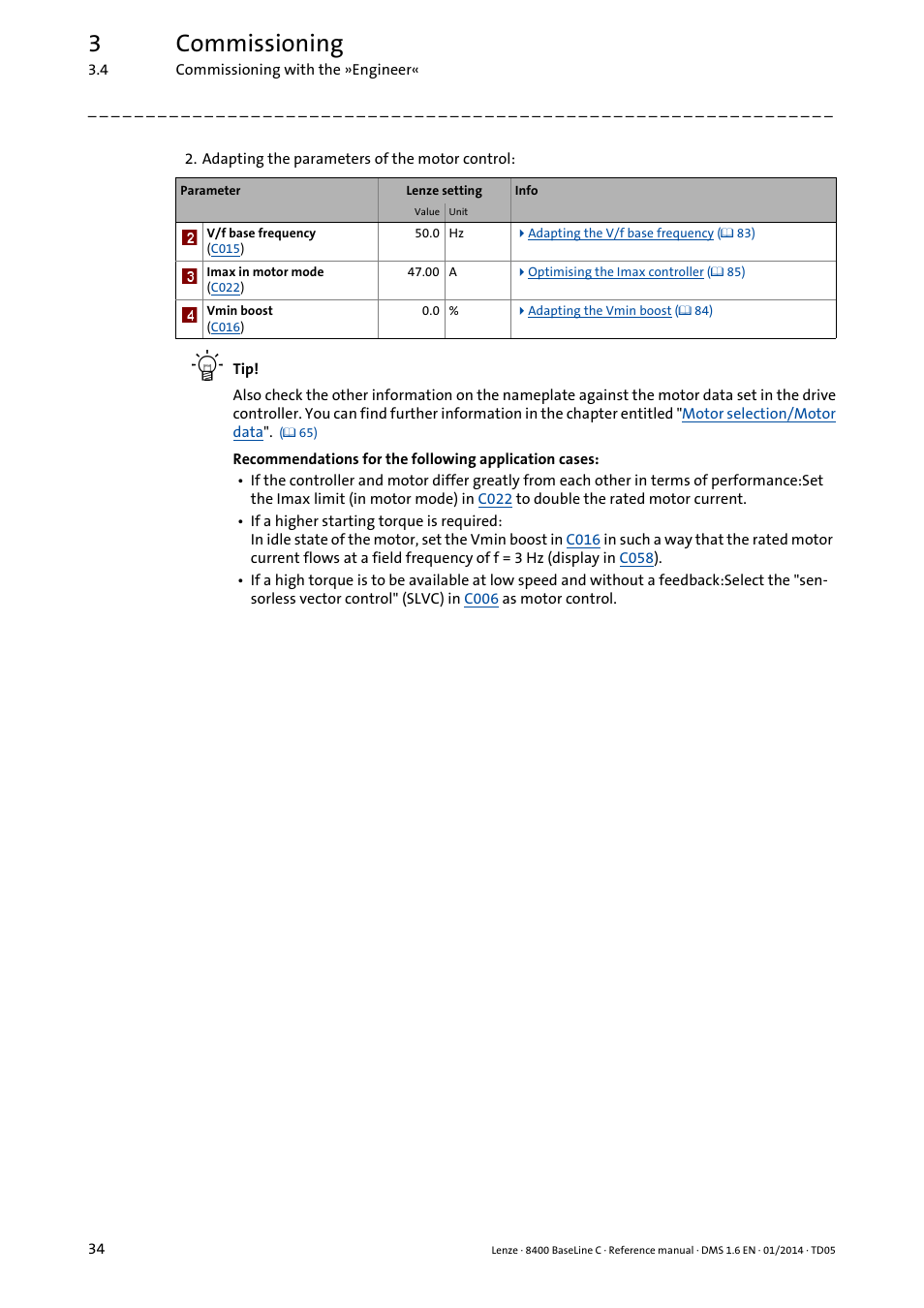 3commissioning | Lenze 8400 BaseLine C User Manual | Page 34 / 342