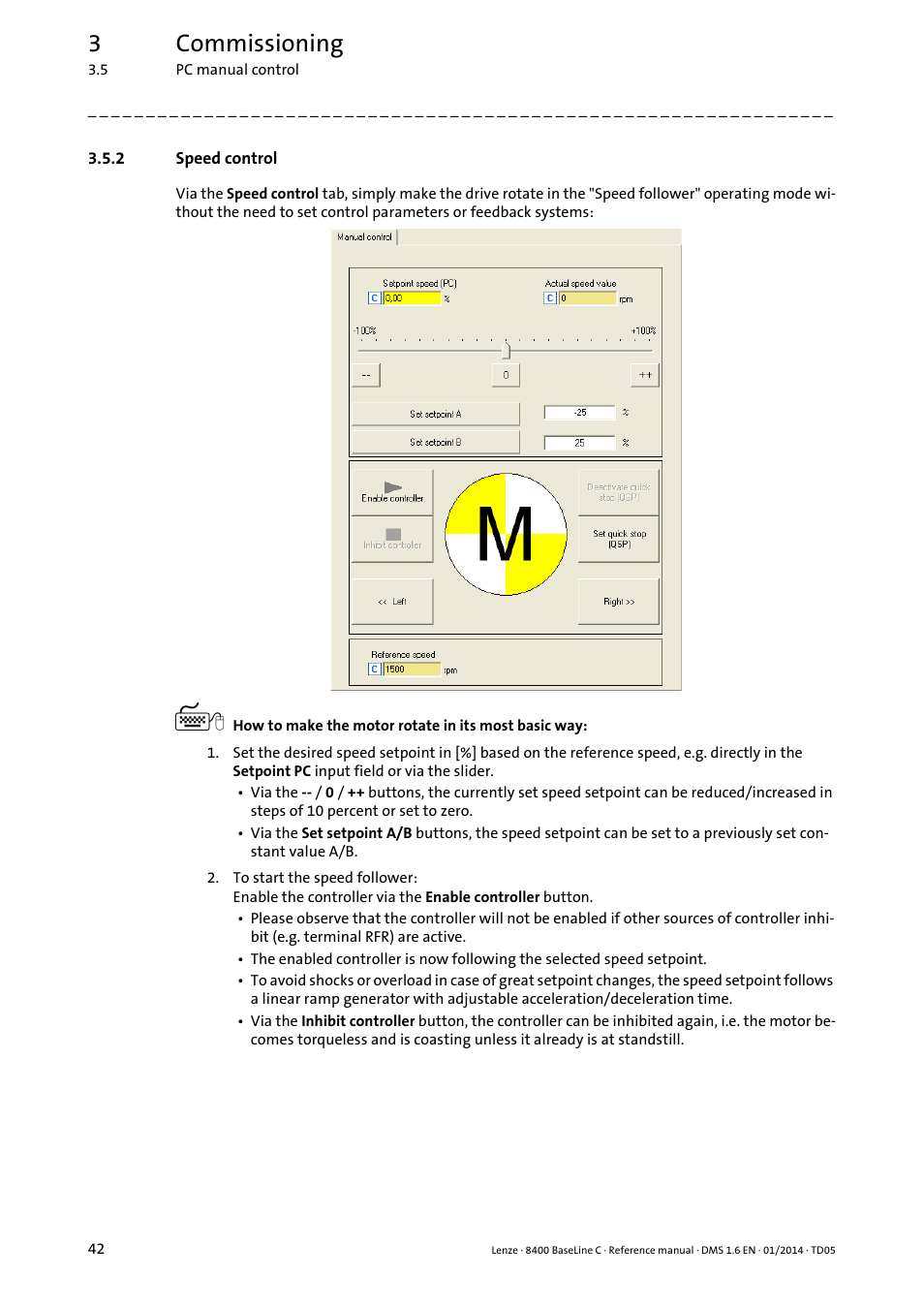 2 speed control, Speed control, 3commissioning | Lenze 8400 BaseLine C User Manual | Page 42 / 342