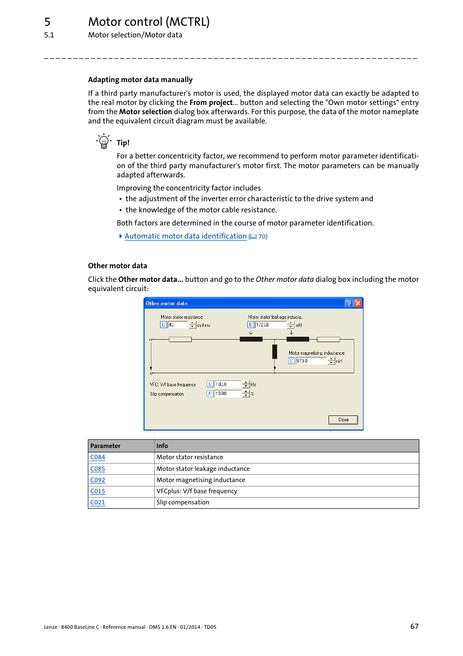 5motor control (mctrl) | Lenze 8400 BaseLine C User Manual | Page 67 / 342