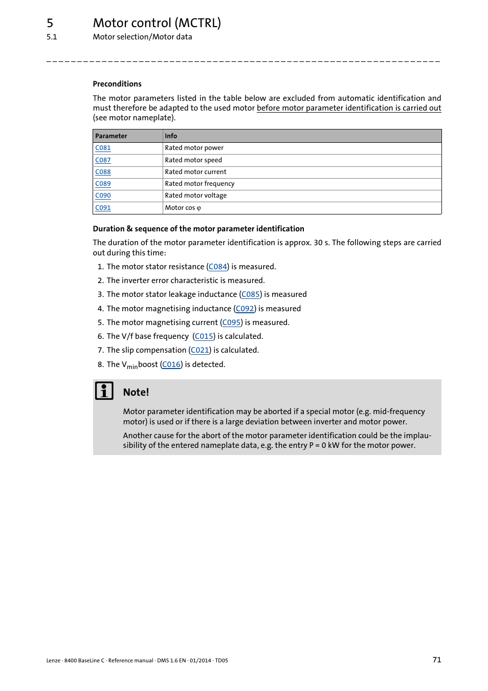 5motor control (mctrl) | Lenze 8400 BaseLine C User Manual | Page 71 / 342