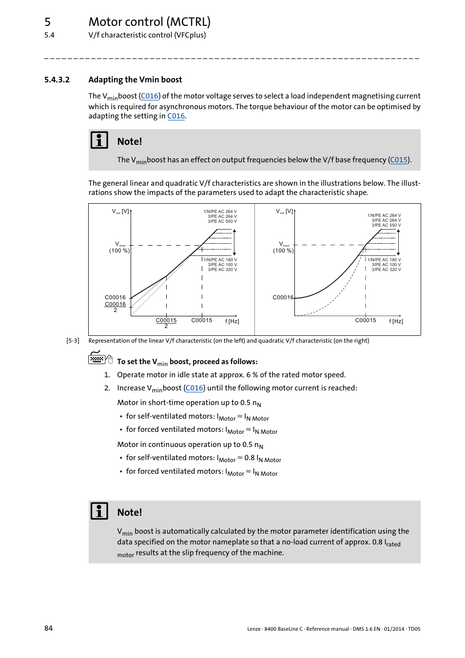 2 adapting the vmin boost, Adapting the vmin boost, Adapting the vmin boost ( 84) | 5motor control (mctrl) | Lenze 8400 BaseLine C User Manual | Page 84 / 342