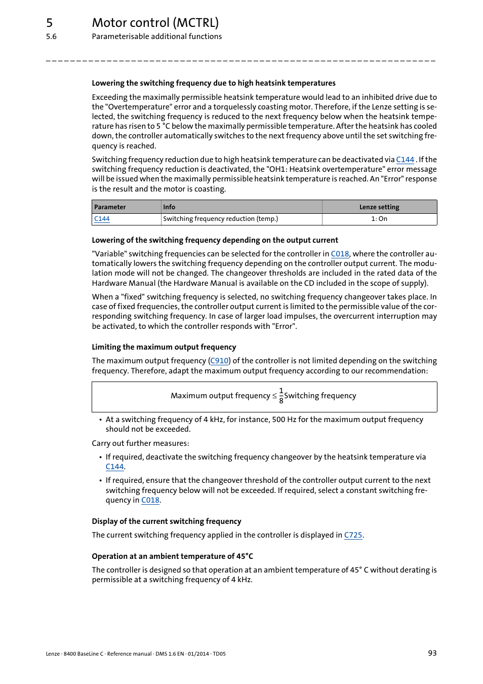 5motor control (mctrl) | Lenze 8400 BaseLine C User Manual | Page 93 / 342