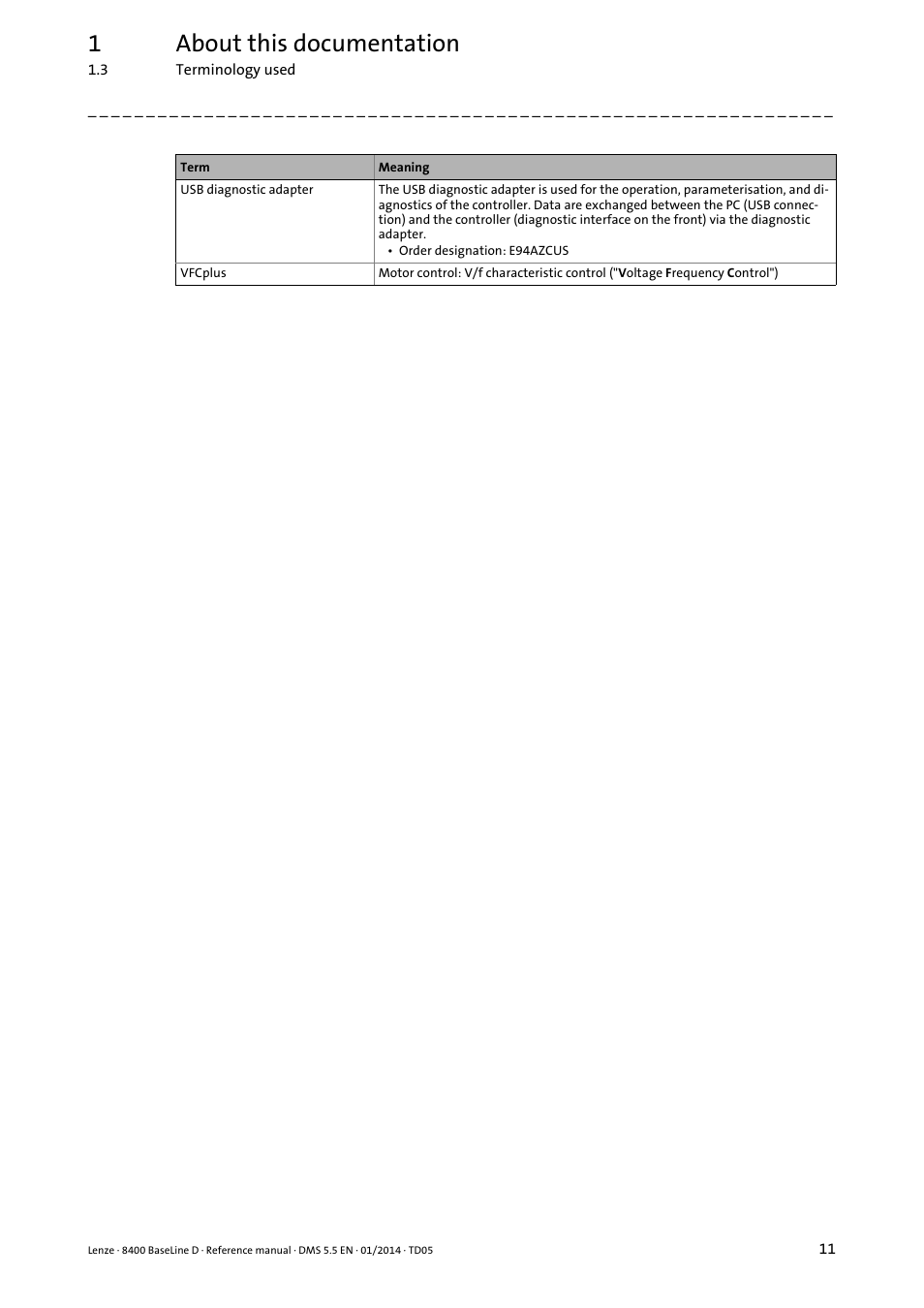 1about this documentation | Lenze 8400 BaseLine D User Manual | Page 11 / 260