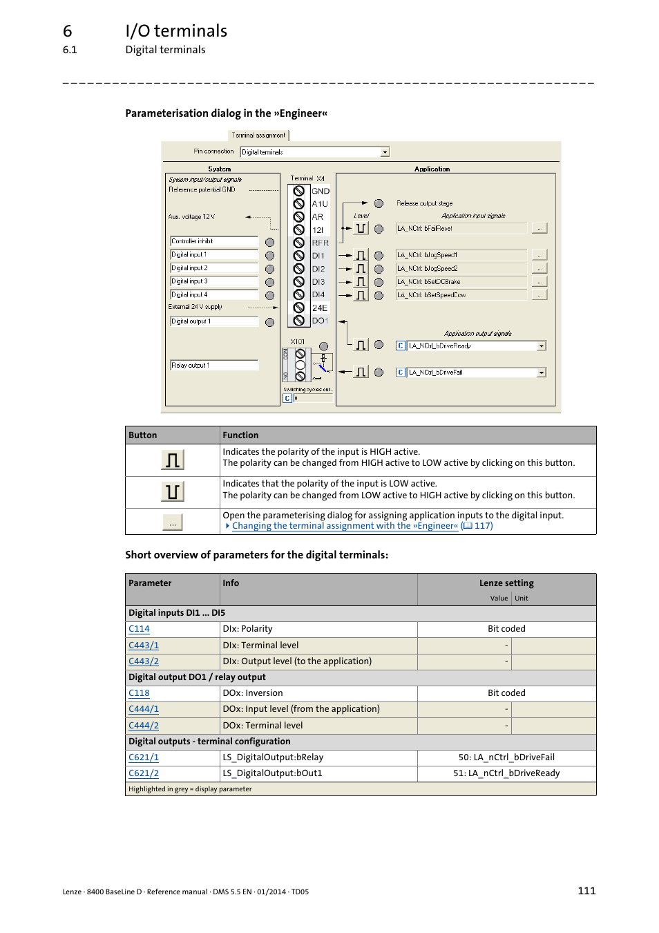 6i/o terminals | Lenze 8400 BaseLine D User Manual | Page 111 / 260
