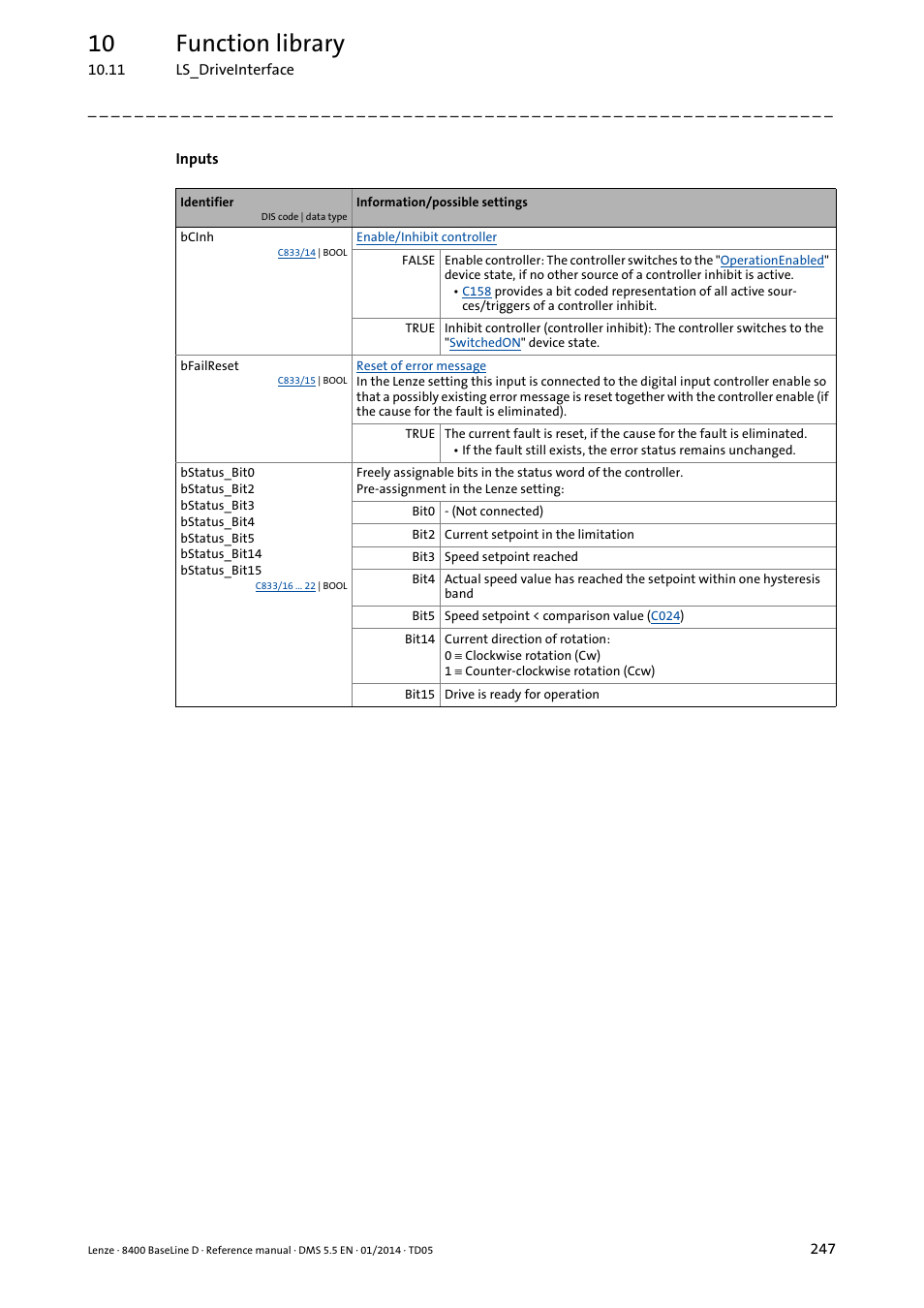 10 function library | Lenze 8400 BaseLine D User Manual | Page 247 / 260