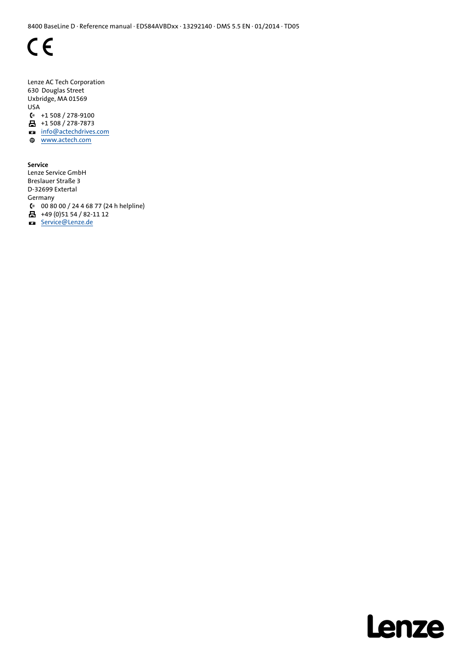 Lenze 8400 BaseLine D User Manual | Page 260 / 260