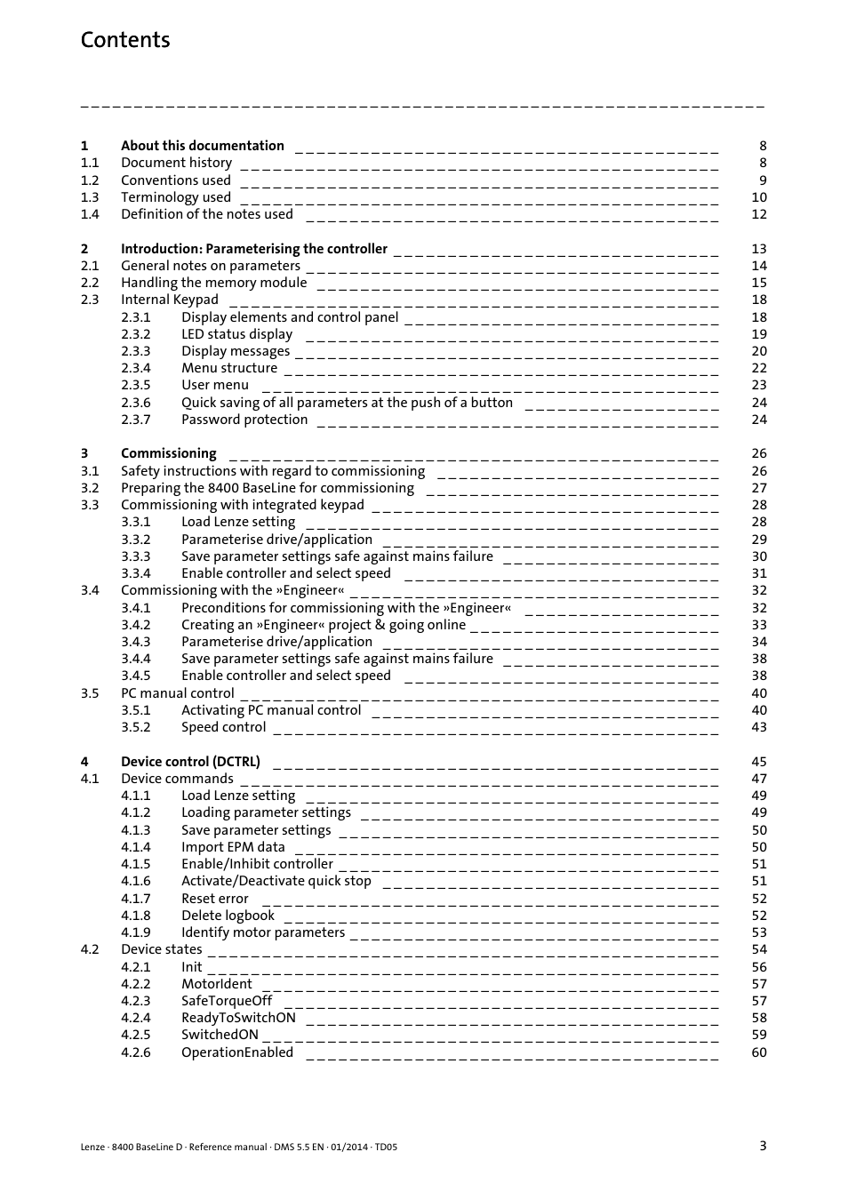 Lenze 8400 BaseLine D User Manual | Page 3 / 260