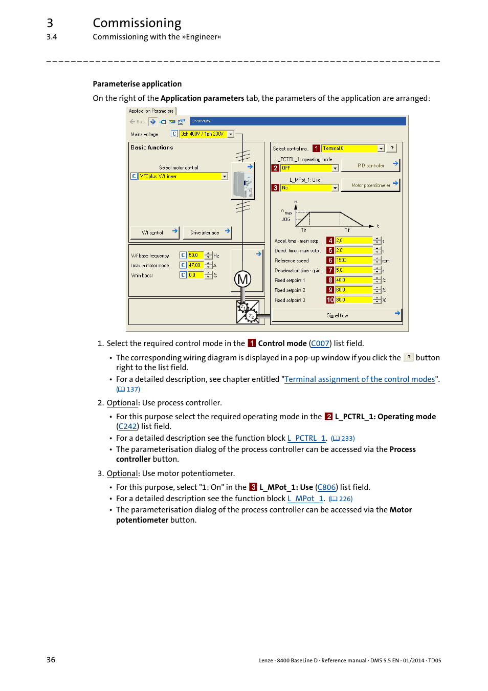 3commissioning | Lenze 8400 BaseLine D User Manual | Page 36 / 260