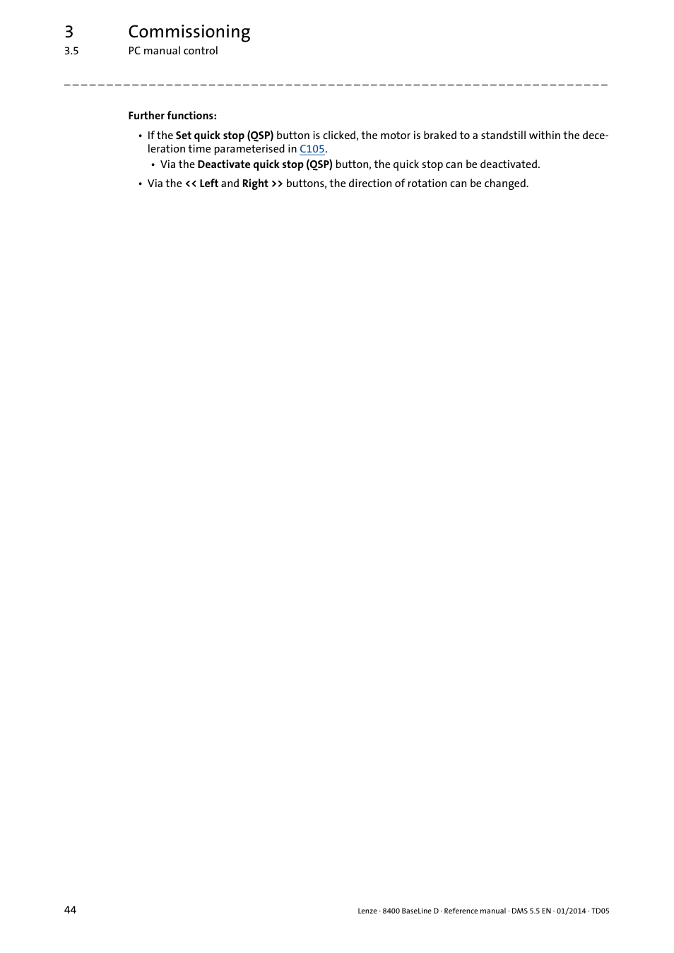3commissioning | Lenze 8400 BaseLine D User Manual | Page 44 / 260