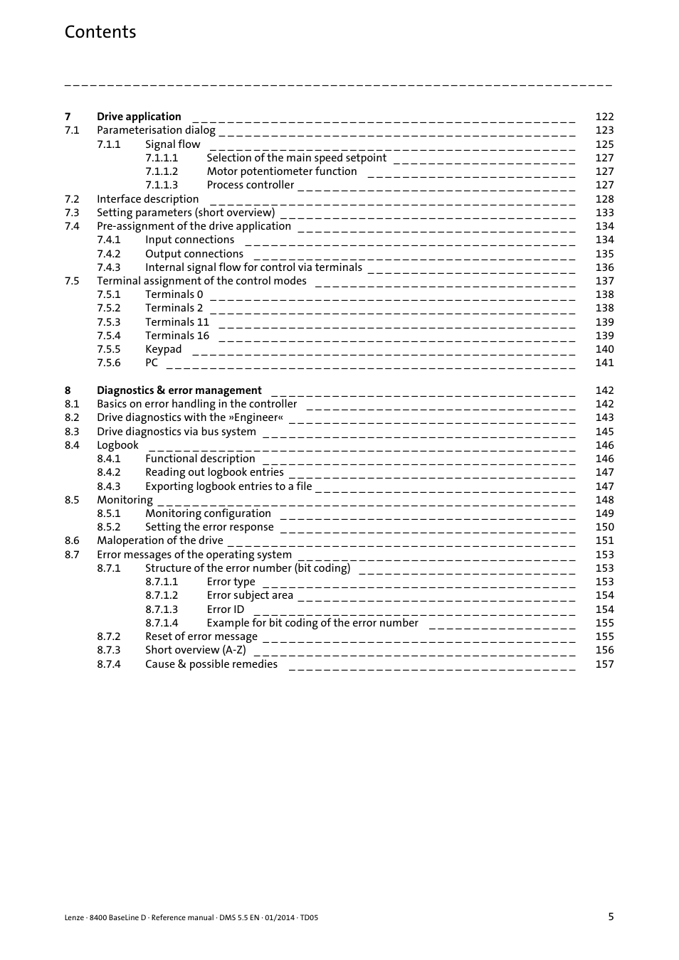 Lenze 8400 BaseLine D User Manual | Page 5 / 260