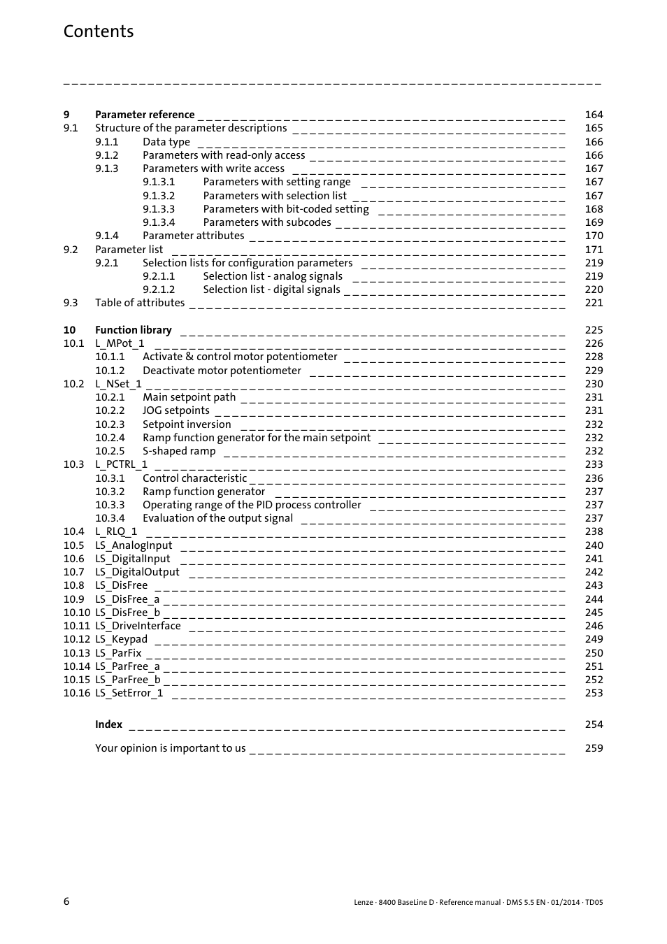 Lenze 8400 BaseLine D User Manual | Page 6 / 260