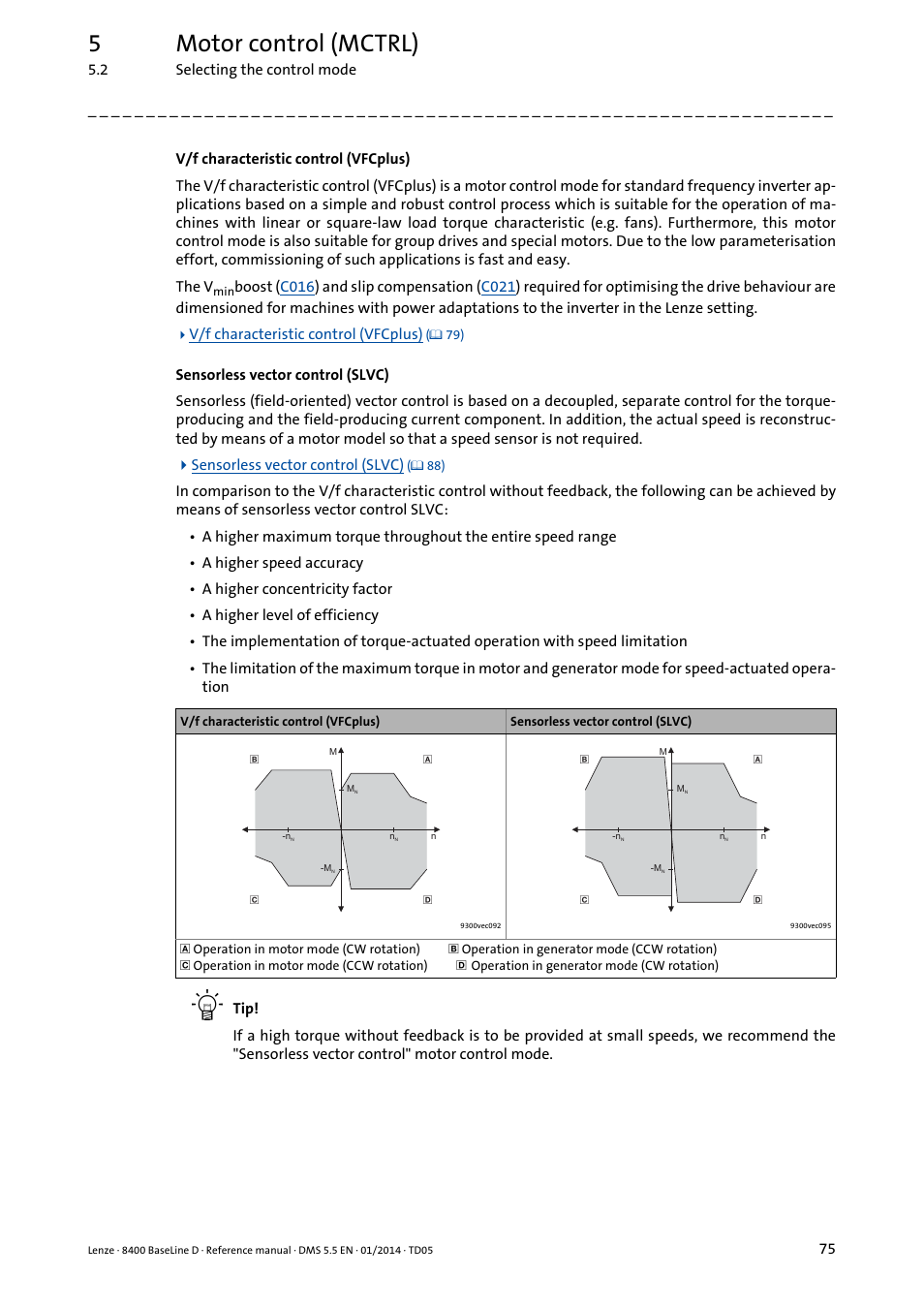 5motor control (mctrl) | Lenze 8400 BaseLine D User Manual | Page 75 / 260