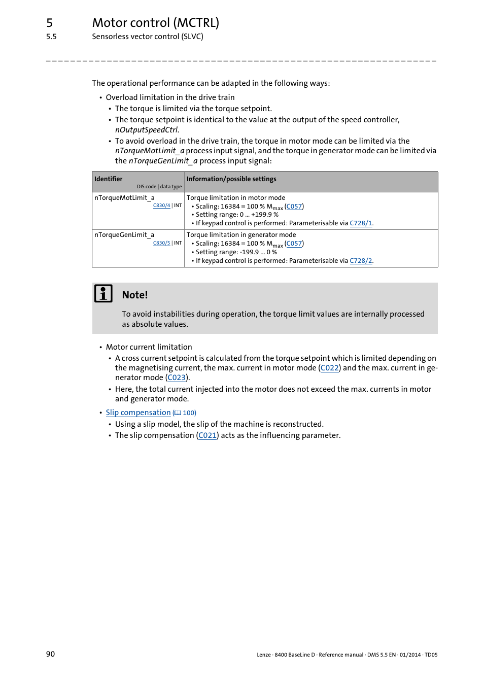 5motor control (mctrl) | Lenze 8400 BaseLine D User Manual | Page 90 / 260