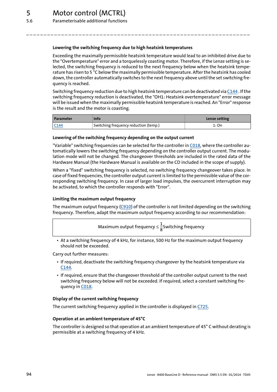 5motor control (mctrl) | Lenze 8400 BaseLine D User Manual | Page 94 / 260