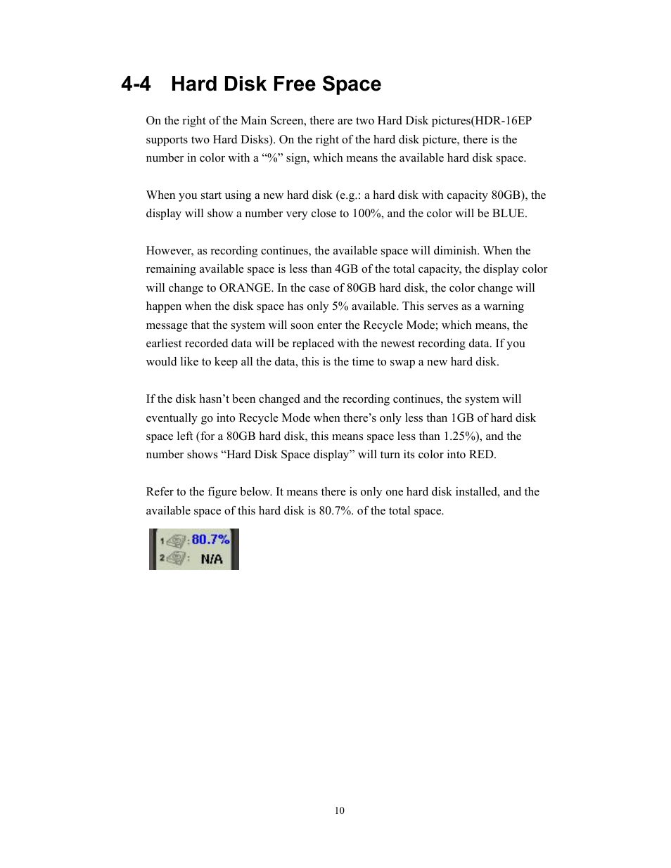 4 hard disk free space | BenQ HDR-16EP User Manual | Page 10 / 51